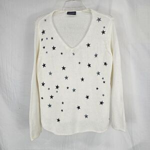 Wooden Ships Breaker Mini Stars V-Neck Cotton Sweater Women's Size S/M